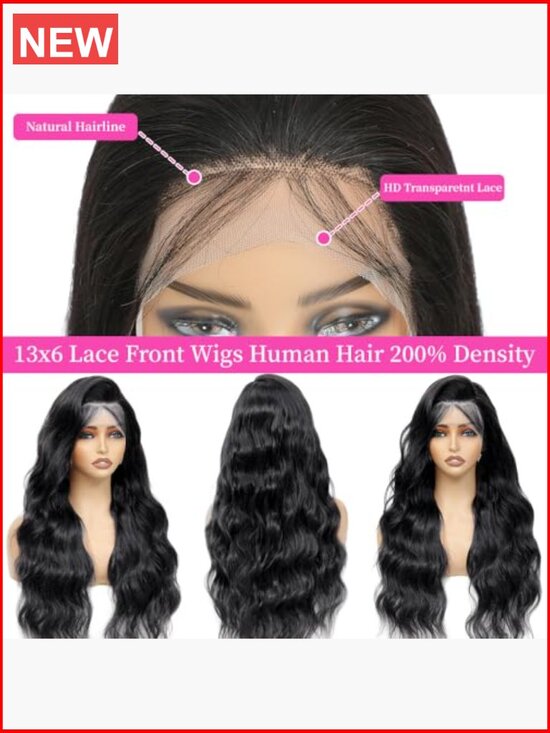 13x6 HD Lace Front Wig Human Hair Body Wave 200 Density Pre Plucked Invisible main image 5